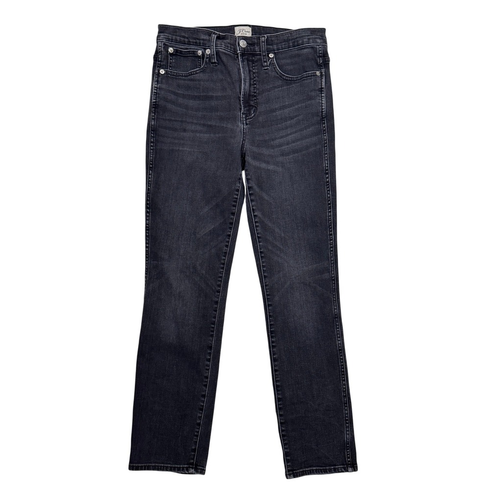J. Crew 9" Mid Rise Vintage Straight Jeans Dark Gray Rinse Wash Size 28 - Picture 2 of 7